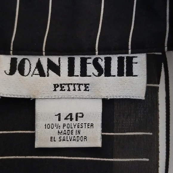 Joan Leslie 14P Black Red & White Long Sleeve Blouse - Picture 6 of 7